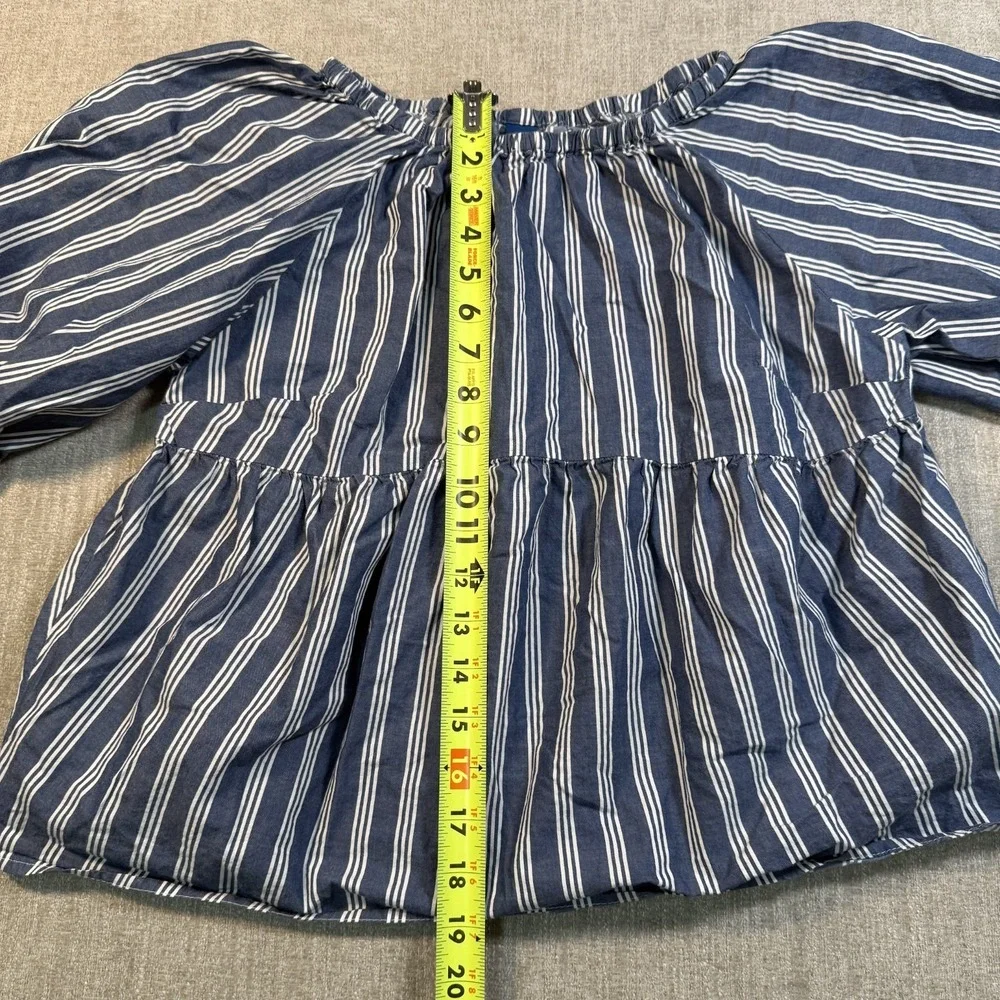 Old Navy Blue & White Striped Off the Shoulder Peplum Blouse Top S Boho Cottage